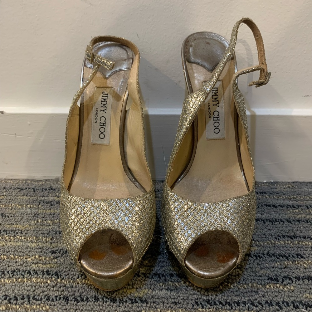 Jimmy Choo platform glitter heels! AUTHENTIC